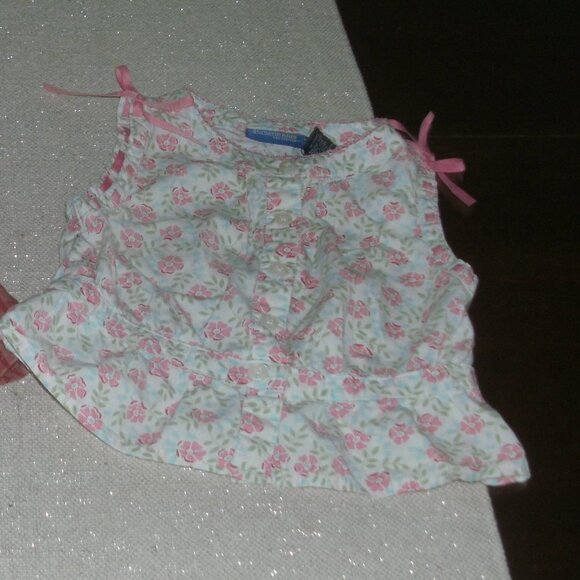 Set of TWO Cute Blouses Easy Peasy Checker Top & Genuine Kids Floral Top ~ 18M - Picture 2 of 3